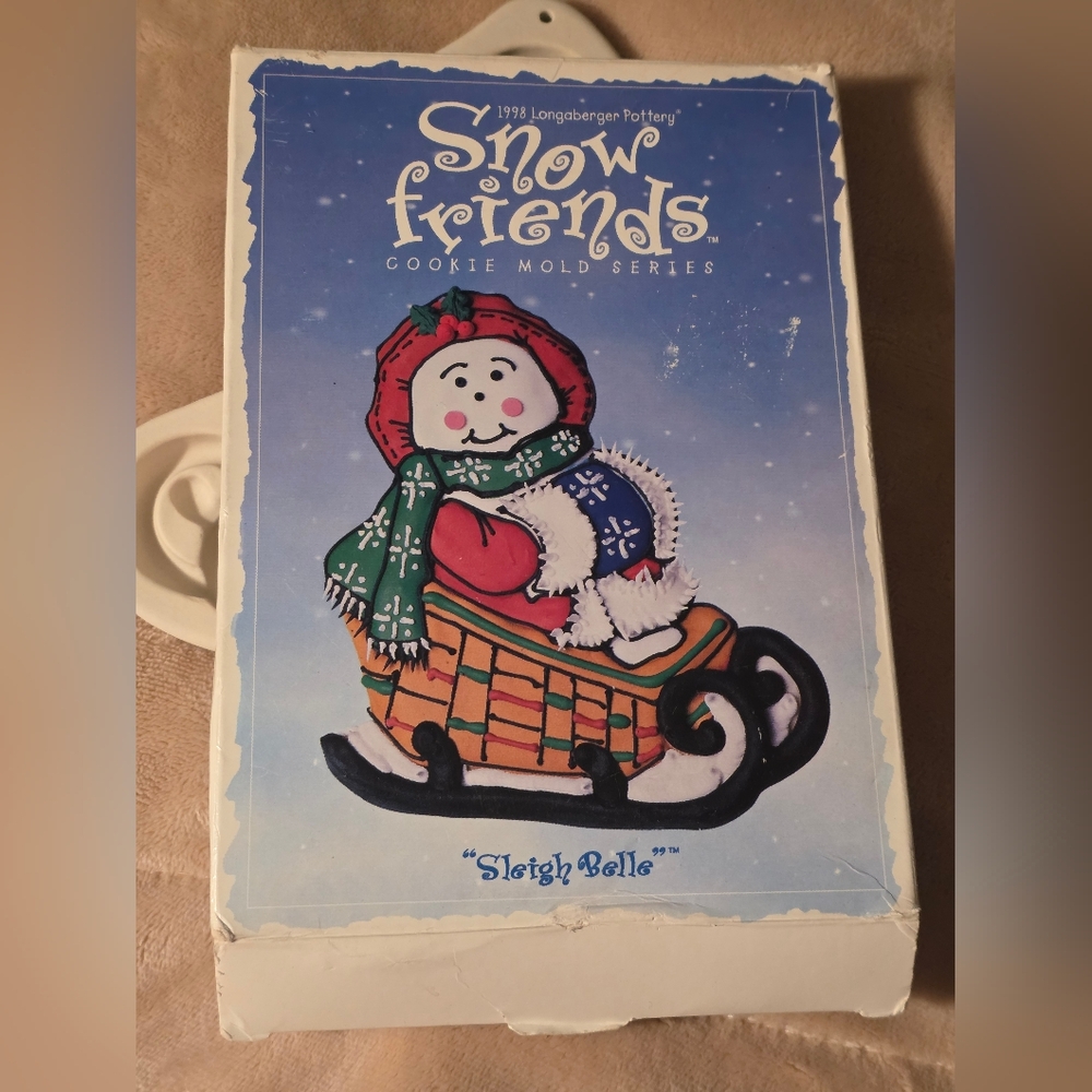 Longaberger Snow Friends Cookie Mold with Blue Accents